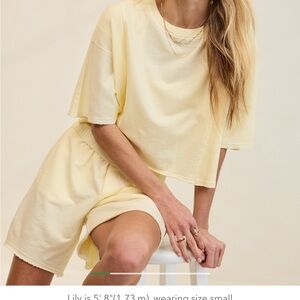 Aerie Let Loose Fleece T-Shirt Yellow Top Size XL